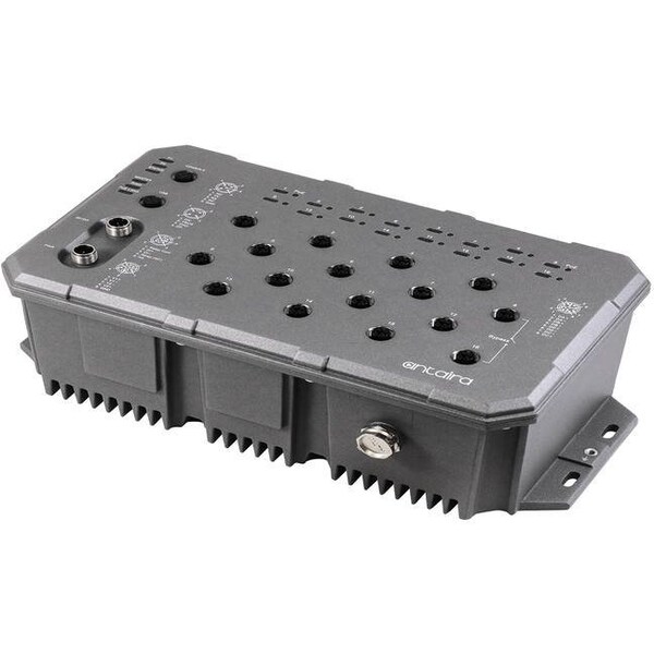 16-Port Industrial M12 IP67 Waterproof Gigabit PoE+ Light Layer 3 Managed Ethernet Switch